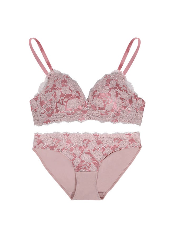 New Fashion High-end Lace Bra No Steel Ring Deep V Push-up Small Chest Adjustable Underwear Bra Set