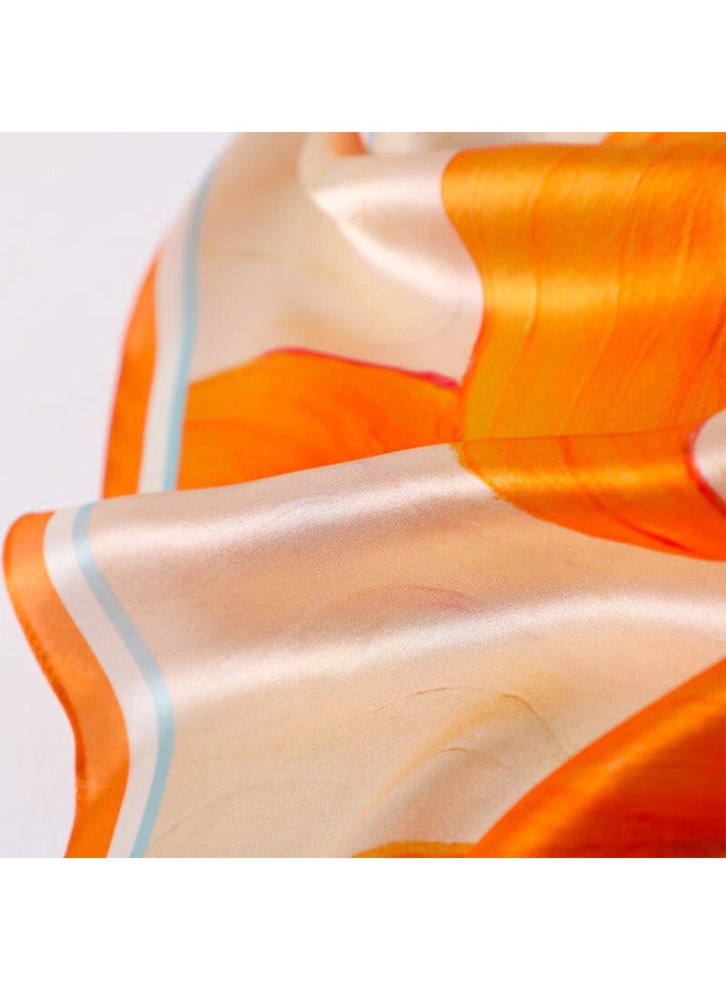 Hang Silk House Hangsifu Silk Scarf, Mulberry Silk Neck Scarf, Neck Warmer, Small Scarf For Women, Gift For Mom, Birthday And New Year Present, Gift Box, Honey Orange - Image 3