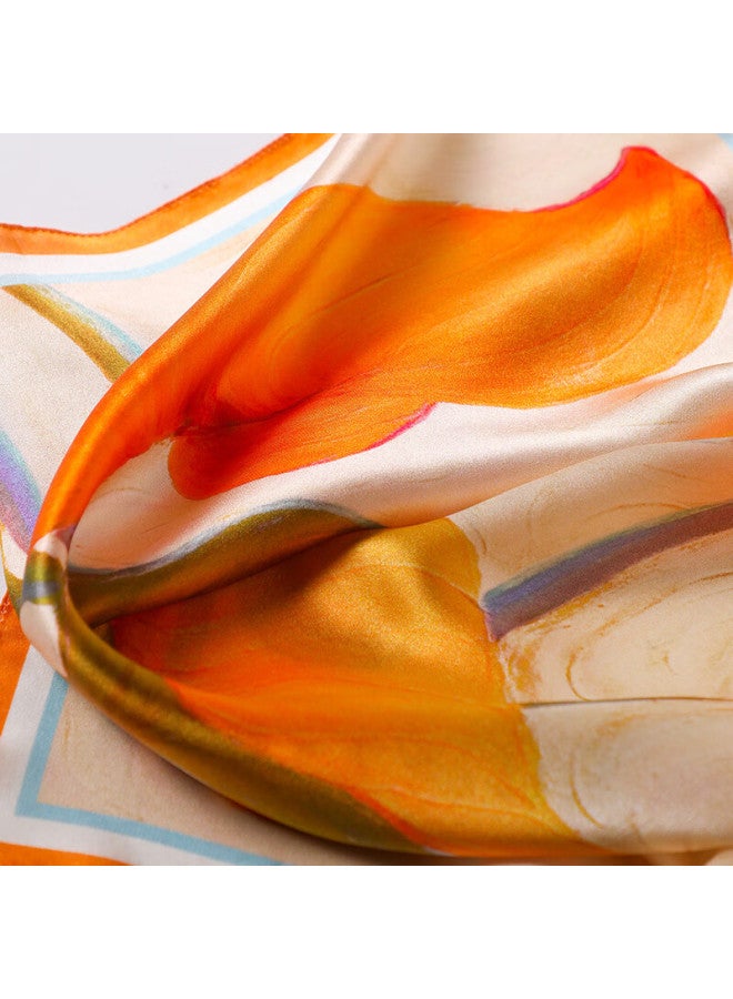 Hang Silk House Hangsifu Silk Scarf, Mulberry Silk Neck Scarf, Neck Warmer, Small Scarf For Women, Gift For Mom, Birthday And New Year Present, Gift Box, Honey Orange - Image 4