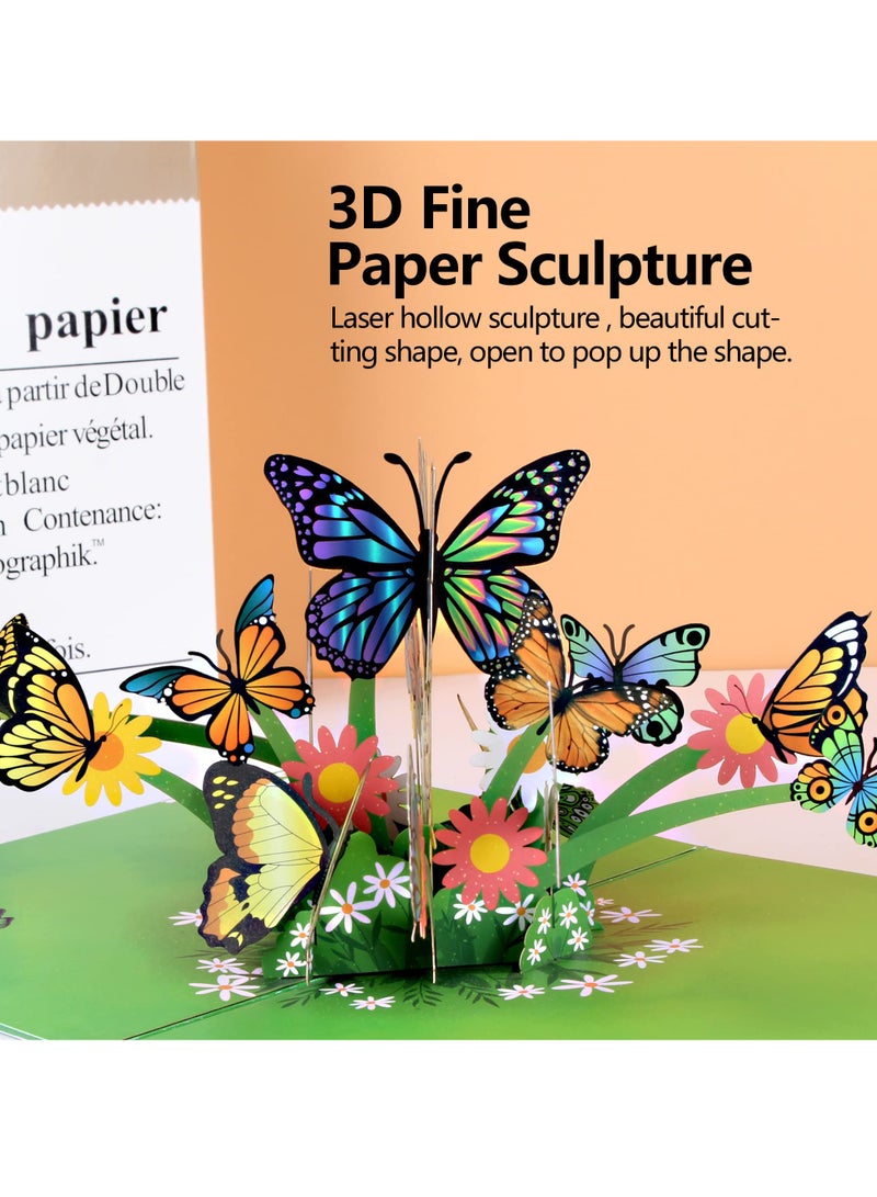 KASTWAVE 3D Pop Up Greeting Cards, Paper Birthday Cards, Lay Flat Display Widget for Graduation Birthday Wedding Card for Mum Wife Anniversary (Butterfly) - Image 4