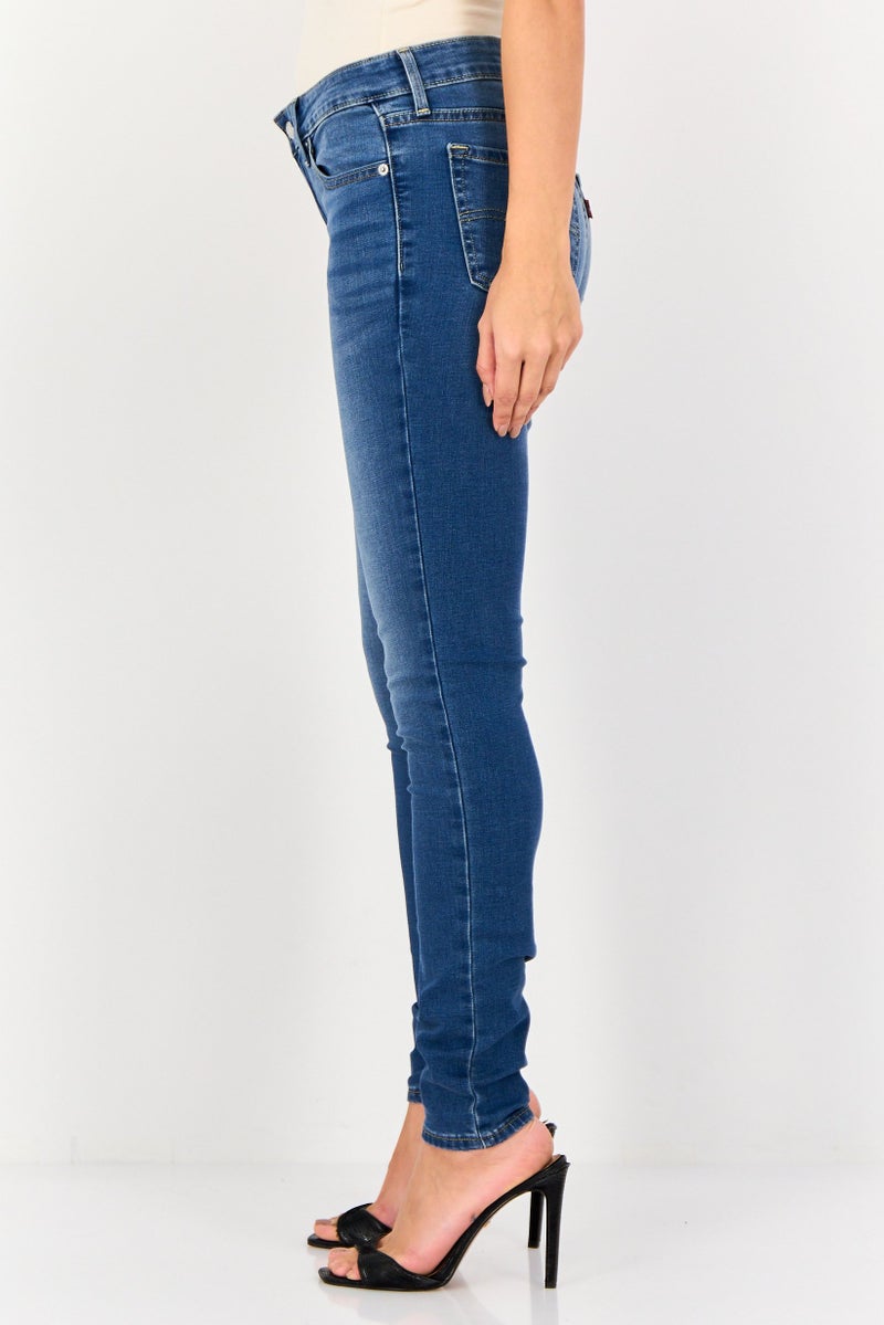 Levi's Women Skinny Fit Washed Denim Jeans, Blue - Image 2