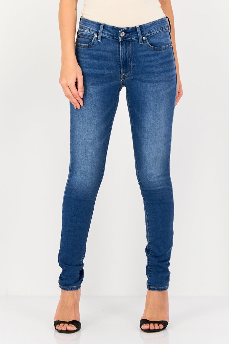Levi's Women Skinny Fit Washed Denim Jeans, Blue - Image 1