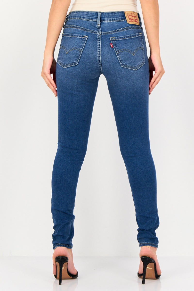Levi's Women Skinny Fit Washed Denim Jeans, Blue - Image 3