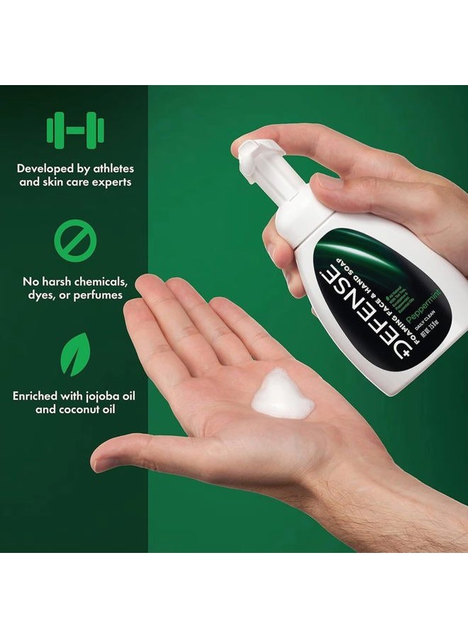 Defense Soap (Peppermint) - Liquid Foaming Face & Hand Peppermint 220ml with Tea Tree, Eucaluptus, Jojoba, Aloe Vera, Olive & Coconut Oils - Image 2