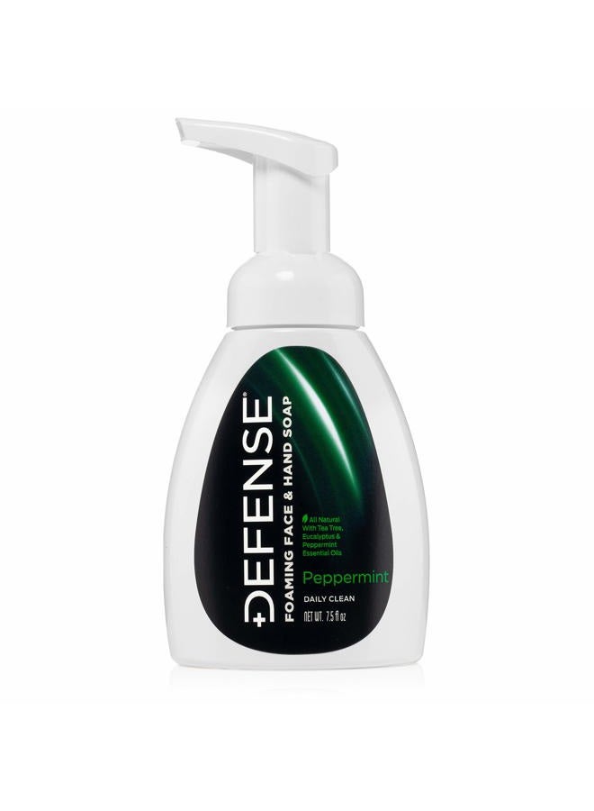 Defense Soap (Peppermint) - Liquid Foaming Face & Hand Peppermint 220ml with Tea Tree, Eucaluptus, Jojoba, Aloe Vera, Olive & Coconut Oils - Image 1