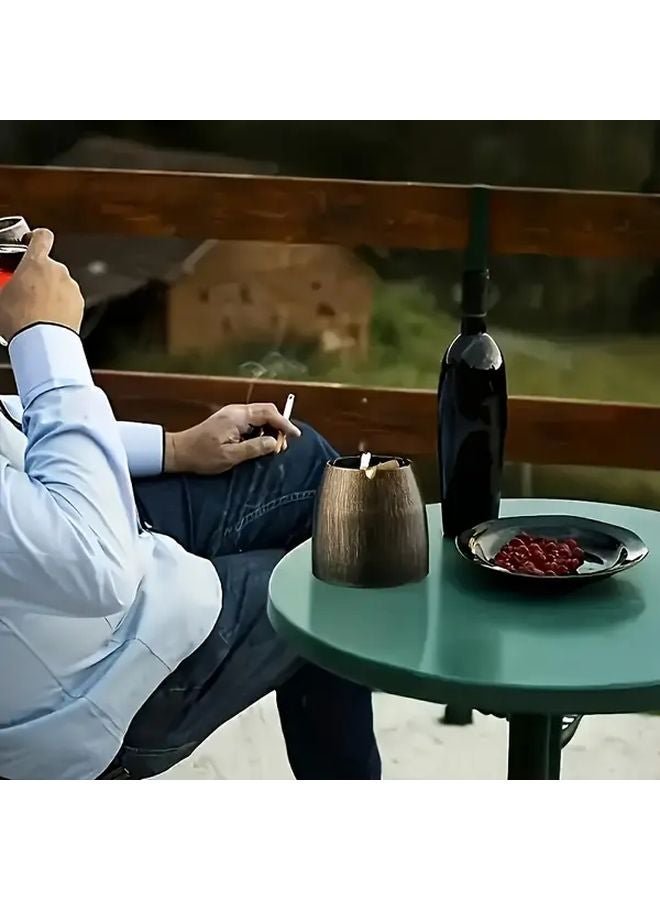 علبة سجائر فاخرة من الفولاذ المقاوم للصدأ بتصميم كلاسيكي وخشبي مزيف، مع غطاء ثقيل مقاوم للدخان للاستخدام الداخلي والخارجي - Image 4