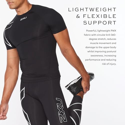 2XU Men's Core Compression T-Shirt - Enhance Performance and Recovery - Black/Silver - Size X-Large - Image 4