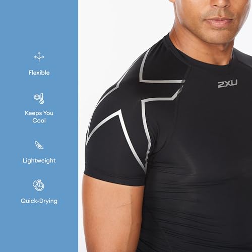 2XU Men's Core Compression T-Shirt - Enhance Performance and Recovery - Black/Silver - Size X-Large - Image 3