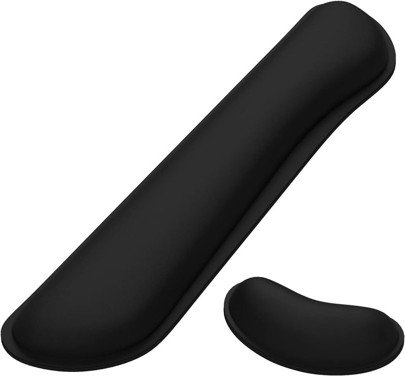Dapesuom Ergonomic Keyboard and Mouse Wrist Rest Set - Memory Foam Cushion with Non-Slip Base, Jet Black - Image 1