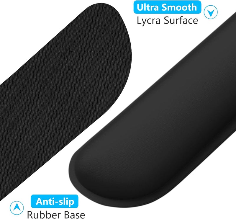 Dapesuom Ergonomic Keyboard and Mouse Wrist Rest Set - Memory Foam Cushion with Non-Slip Base, Jet Black - Image 4