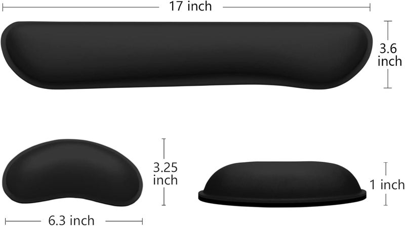 Dapesuom Ergonomic Keyboard and Mouse Wrist Rest Set - Memory Foam Cushion with Non-Slip Base, Jet Black - Image 5