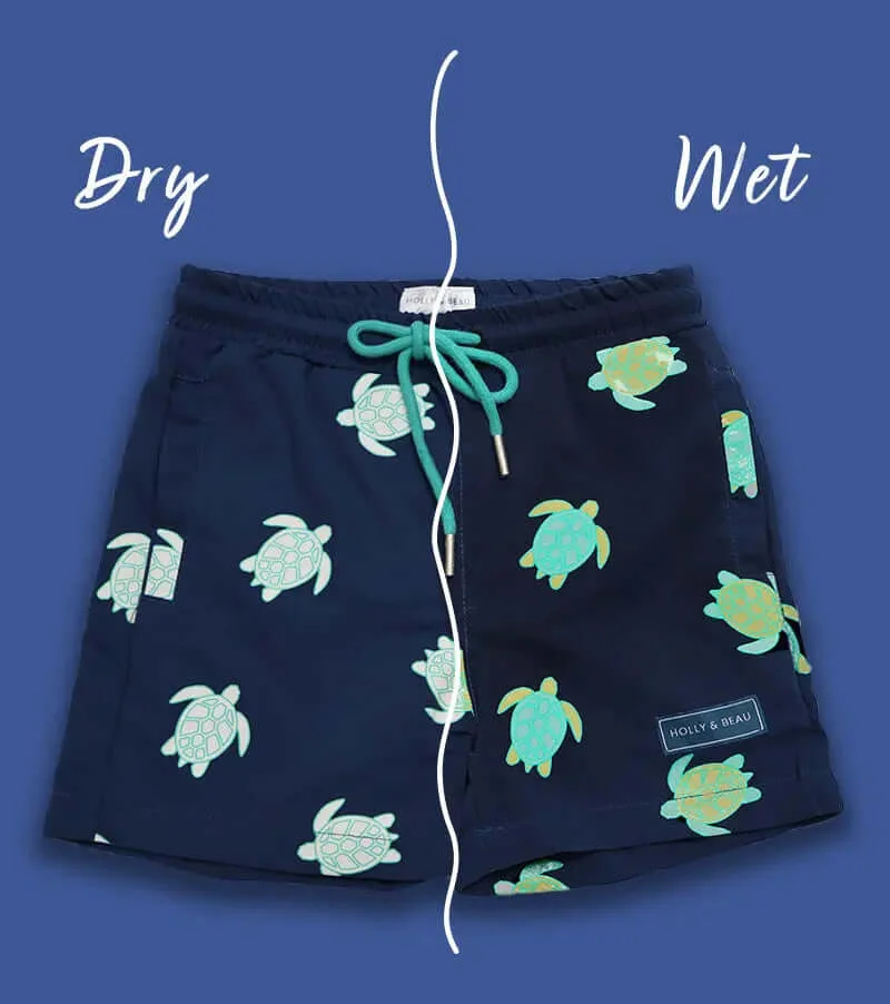 Holly & Beau Boys turtle colour changing swim shorts