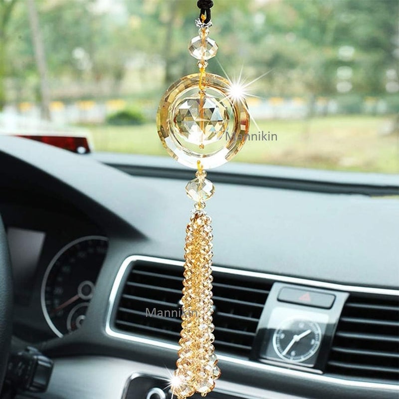 Mannikin With Device كرات كريستال مانكين لصيد الشمس، زينة داخلية، تعليقات سيارات، قلائد لتعليقها في مرآة الرؤية الخلفية للسيارة، زينة منزلية مع خيوط ذهبية - Image 3