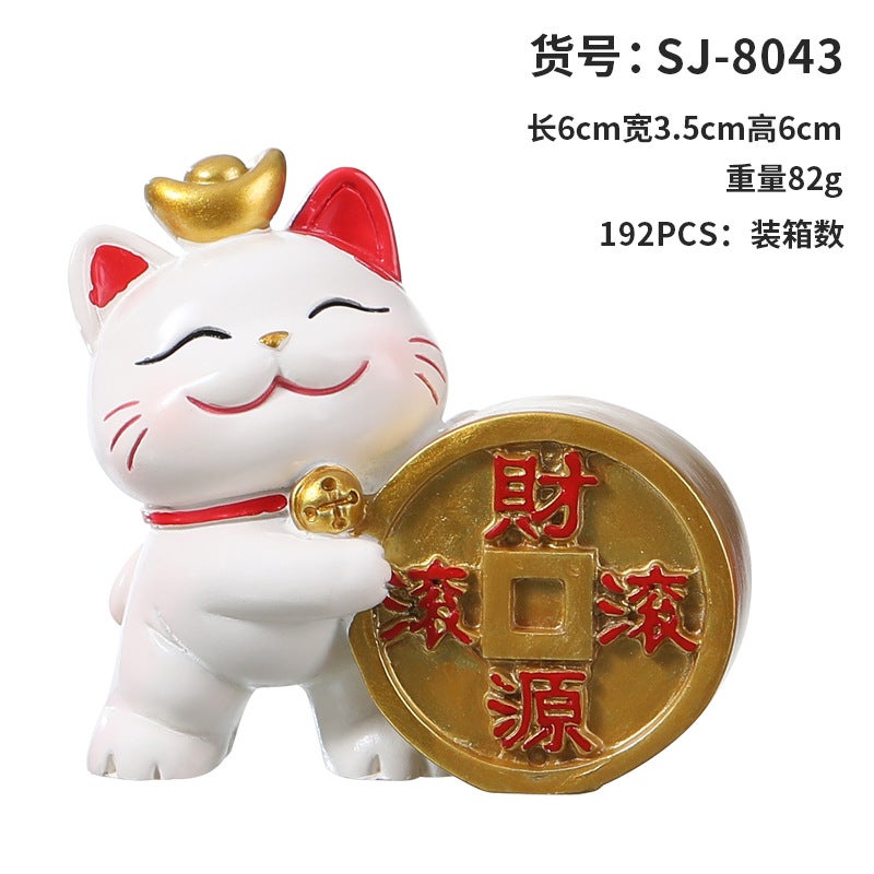 Creative Resin Cat Figurine Home Decor Money rolling kitten 