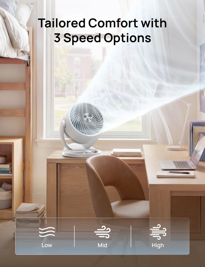 DREO Fan for Bedroom, 12 Inches, 70ft Powerful Airflow, 25db Quiet Table Air Circulator Fans for Dorm Room, 120Â° Adjustable Tilt, 3 Speeds, Desktop Fan for Home, Office, Kitchen - Image 2