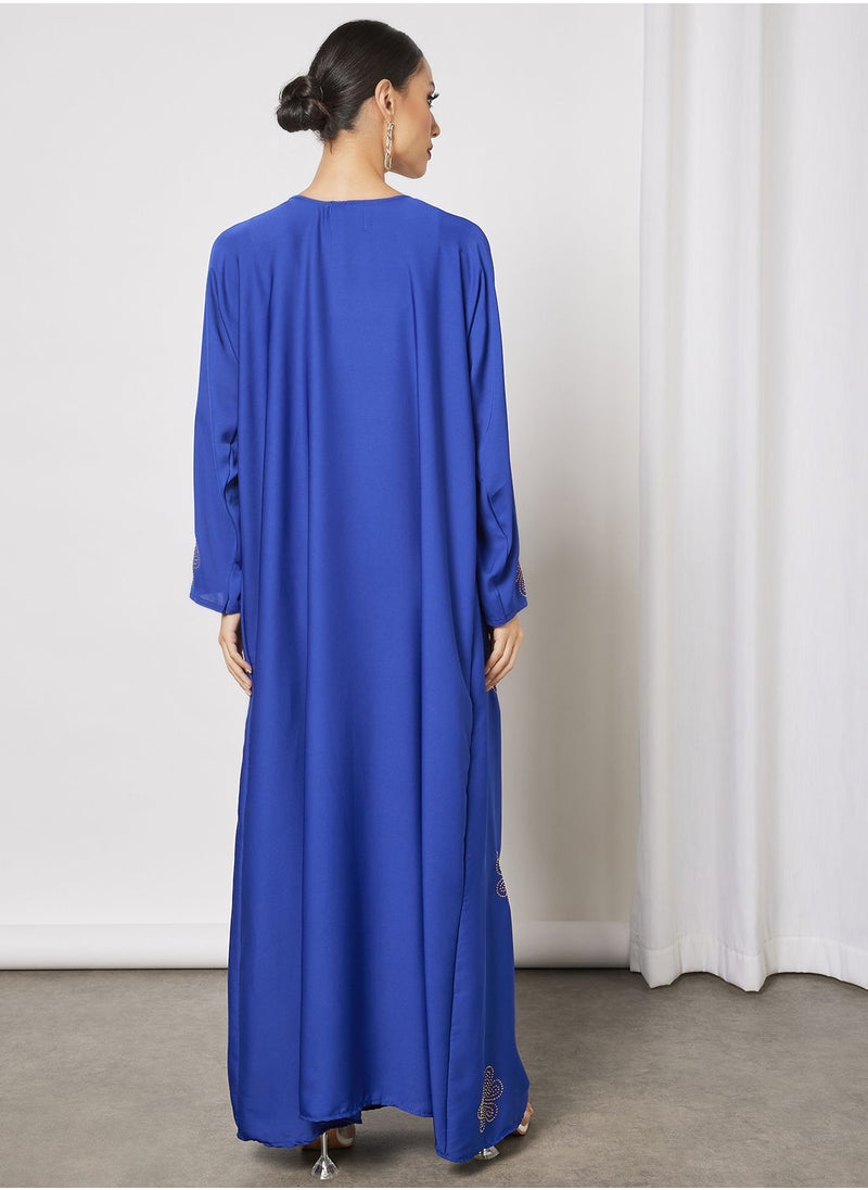Hayat - Jersey Abaya With Gold Contrasting  Panel - Image 1
