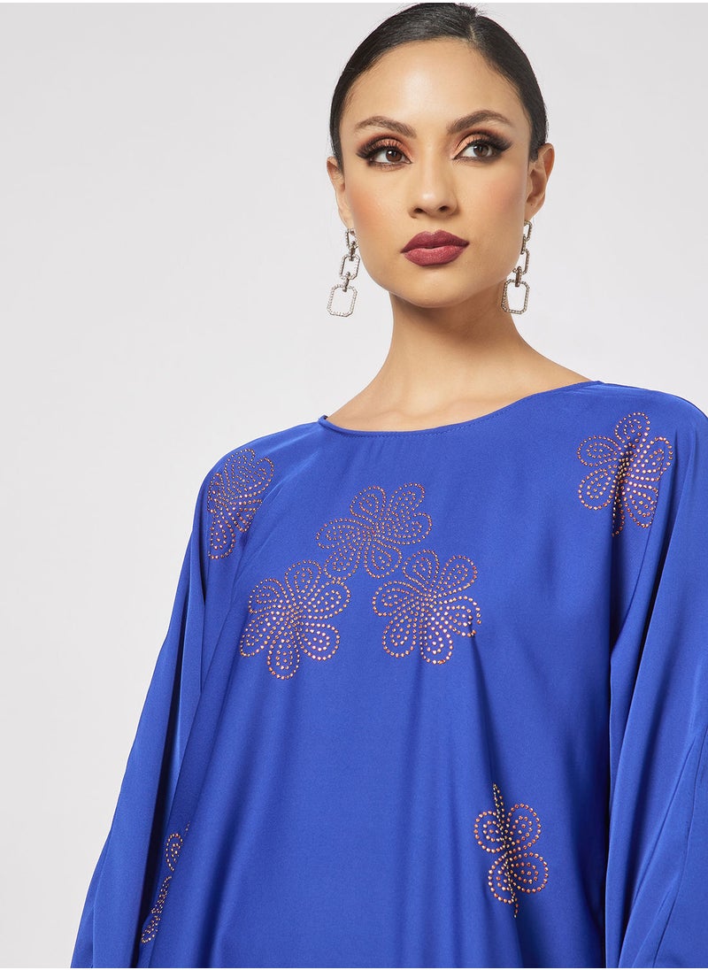 Hayat - Jersey Abaya With Gold Contrasting  Panel - Image 1