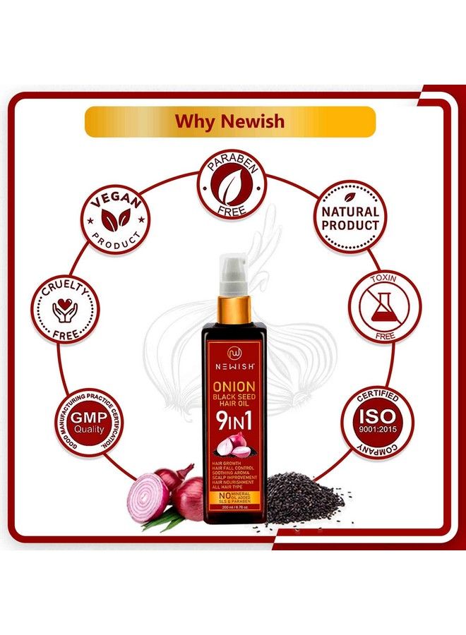 Newish Onion Hair Oil For Hair Growth And Hair Fall Control With Black Seed Oil Extracts 200 Ml Pack Of 2 - Image 5