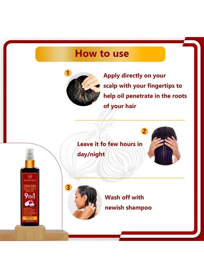 Newish Onion Hair Oil For Hair Growth And Hair Fall Control With Black Seed Oil Extracts 200 Ml Pack Of 2 - Image 4