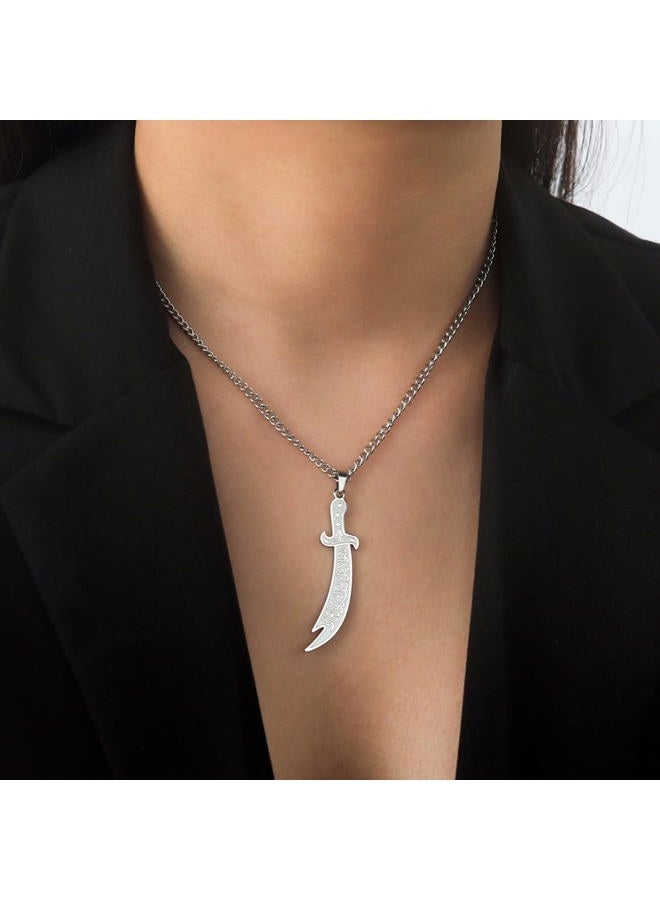 VASSAGO Sword Necklace for Men Women Zulfiqar Sword Necklace Imam Ali Zulfiqar Pendant Arabic Rune Islamic Muslim Jewelry Talisman Amulet Religious Gift - Image 4