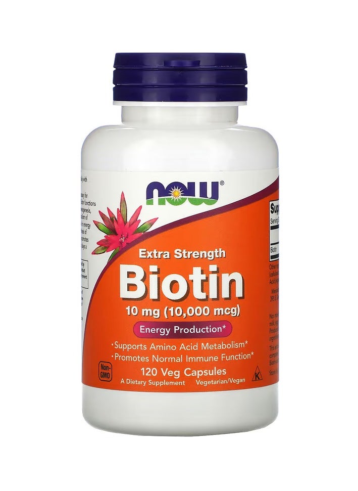 now - Extra Strength Biotin 10 mg (10,000 mcg) - 120 Vegan Caps - Image 1