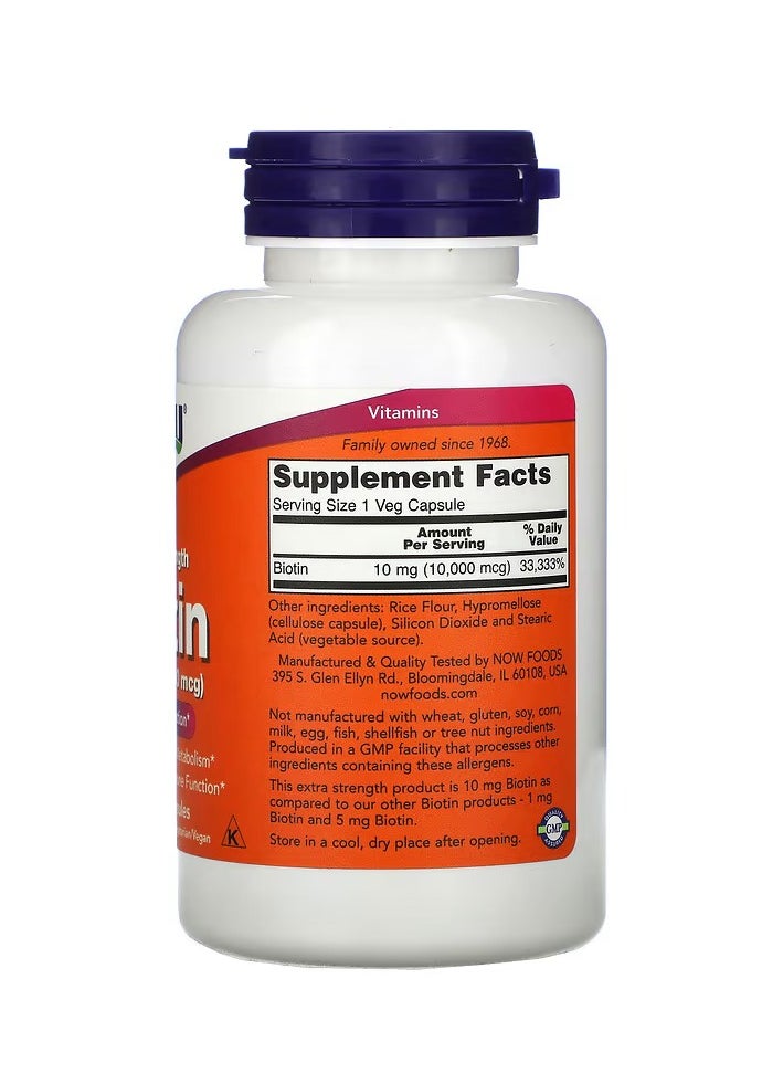 now - Extra Strength Biotin 10 mg (10,000 mcg) - 120 Vegan Caps - Image 1