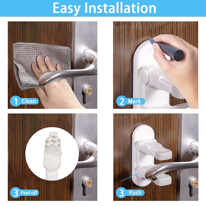 Flowden Improved Childproof Door Lever Lockï¼ˆ2 Packï¼‰Prevents Toddlers from Opening Doors. Durable ABS with Adhesive Backing. Simple Install, No Tools Needed - Image 3