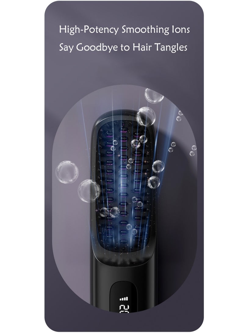 Hair Styling Brush, Multifunctional Cordless Electric Hot Comb, Durable LCD Display Straightening Brush, Portable Hair Straightening Iron Brush with 3 Heating Settings, USB Charging, Hair Accessories - Image 3