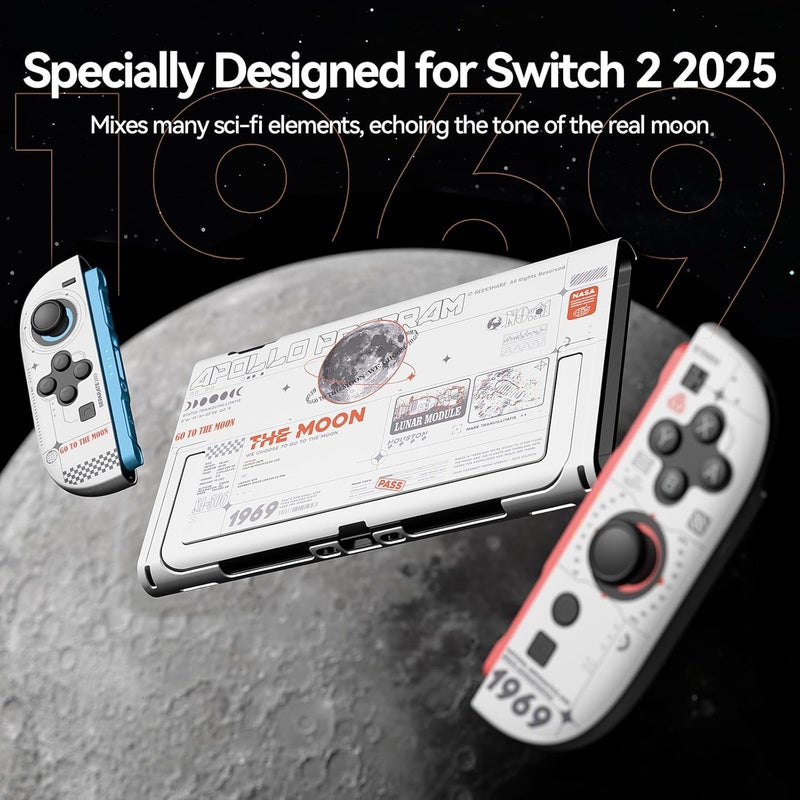 GeekShare حافظة GeekShare الصلبة متوافقة مع Switch 2 (2025)، غطاء واقي قابل للتثبيت يمنع الخدوش ويحتوي على جهاز Joy Con قابل للفصل، لون “The Moon” (أبيض). - Image 2