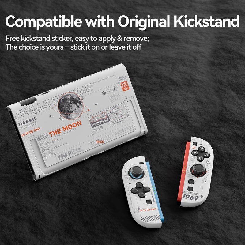 GeekShare حافظة GeekShare الصلبة متوافقة مع Switch 2 (2025)، غطاء واقي قابل للتثبيت يمنع الخدوش ويحتوي على جهاز Joy Con قابل للفصل، لون “The Moon” (أبيض). - Image 4