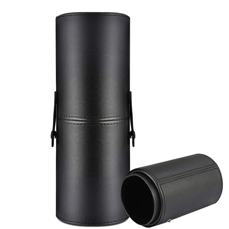 FINEMOE Large Makeup Brush Holder For Makeup Artist&Makeup Brushes Set Organizer For Travel,Premium Pu Leather Makeup Brush Stand Cosmetic Dustproof Makeup Brush Pouch&Pouch Cup Case(Black),7.6 cm - Image 4
