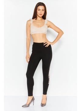Red Tape Women Animal Print Pull On Leggings, Black  - Image 2
