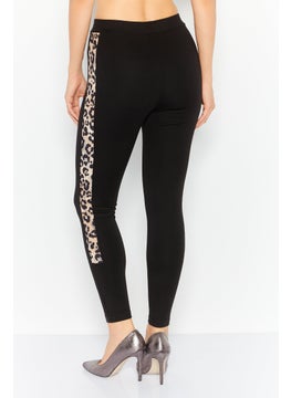 Red Tape Women Animal Print Pull On Leggings, Black  - Image 4