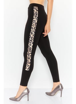 Red Tape Women Animal Print Pull On Leggings, Black  - Image 3