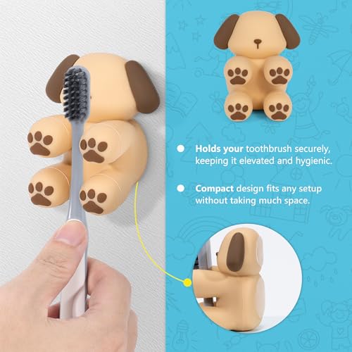 Li & Zhao LiZhao Funny Silicone Toothbrush Holders 3 PCS Kids Toothbrush Holders Wall Tooth Brush Holder for Bathroom Cute Toothbrush Holder Suction Animal Toothbrush Holder for Kitchen Living Room Office - Image 3