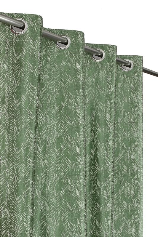 Exporthub Glossy Shine 3D Digital Printed Curtains Long Door 8 feet Long Set of 2 Pc Green Color for Living Room and Bedroom EHSPR014_84 - Image 2