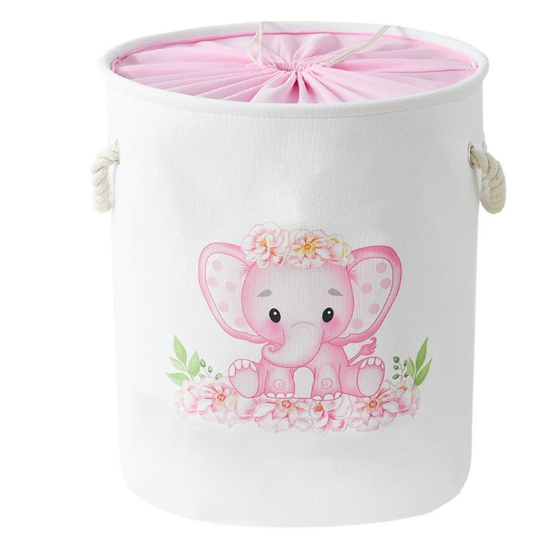 INough Baby Basket Pink Hamper Large Kids Hamper Baby Laundry Hamper for Nursery Girl, Girls Laundry Basket for Kids, Baby Dirty Clothes Basket Collapsible Kids Clothes Hamper for Laundry Kidsroom - Image 1