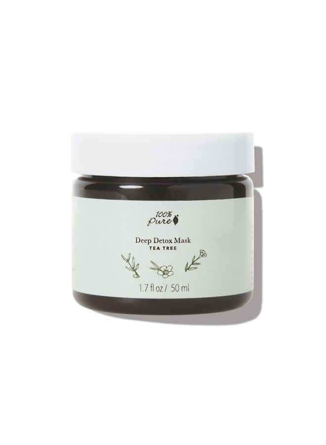 100 % Pure Tea Tree Deep Detox Face Mask & Deep Pore Cleanse Natural Skin Care Unclog & Detoxify Acne Blemish Treatment For Oily Skin - Vegan - 1.7oz - Image 1