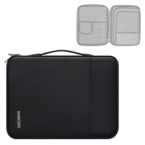Handcuffs Document Organizer Bag | Waterproof | Portfolio Case | Professional | File Folders | A4 Paper | Certificates | Holder | Travel | Storage | Documents Organiser (Black) - Image 1