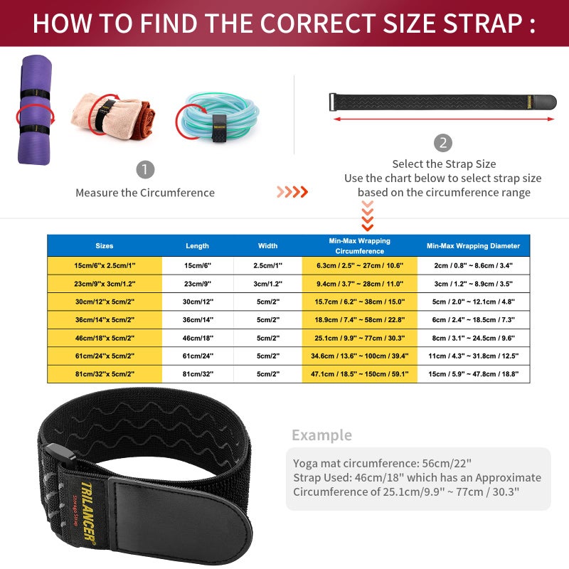 Trilancer Elastic Cinch Straps with Anti-Slip Strips, 6â€™â€™ x 1â€™â€™ (10 Pack) Heavy Duty Multipurpose Hook and Loop Straps for Extension Cords, Cables, Ropes,Hoses, Bike,Pant Garters,Garage and Workshop - Image 3
