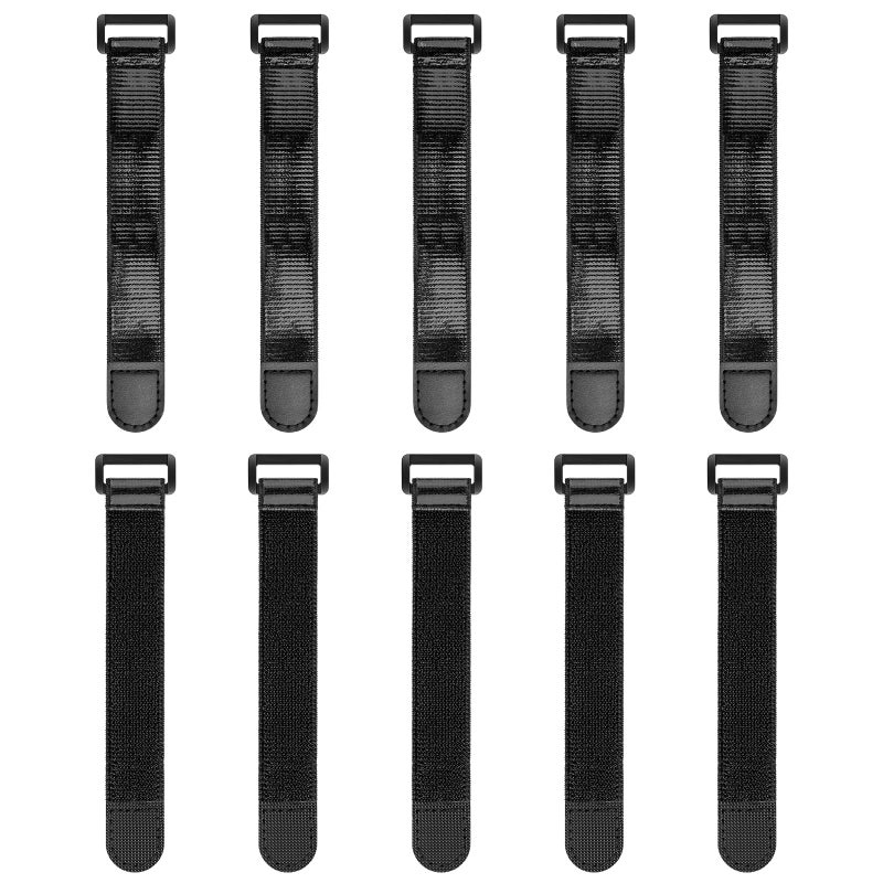 Trilancer Elastic Cinch Straps with Anti-Slip Strips, 6â€™â€™ x 1â€™â€™ (10 Pack) Heavy Duty Multipurpose Hook and Loop Straps for Extension Cords, Cables, Ropes,Hoses, Bike,Pant Garters,Garage and Workshop - Image 1