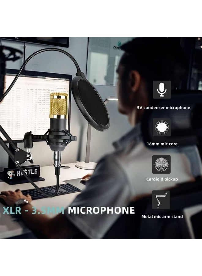 البث المباشر متعدد الوظائف BM800 الميكروفون V8 بطاقة الصوت معلقة الميكروفون مجموعة كاملة من RGB البث المكثف مجموعة من الميكروفونات الشبكة الذكية البث المباشر بطاقة الصوت للكمبيوتر والهواتف المحمولة - Image 3