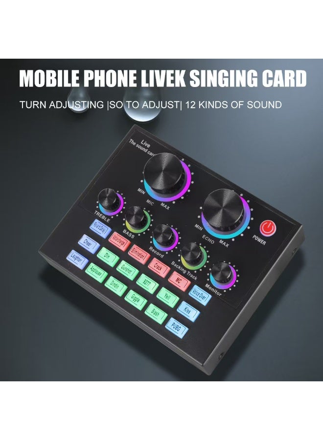 البث المباشر متعدد الوظائف BM800 الميكروفون V8 بطاقة الصوت معلقة الميكروفون مجموعة كاملة من RGB البث المكثف مجموعة من الميكروفونات الشبكة الذكية البث المباشر بطاقة الصوت للكمبيوتر والهواتف المحمولة - Image 5