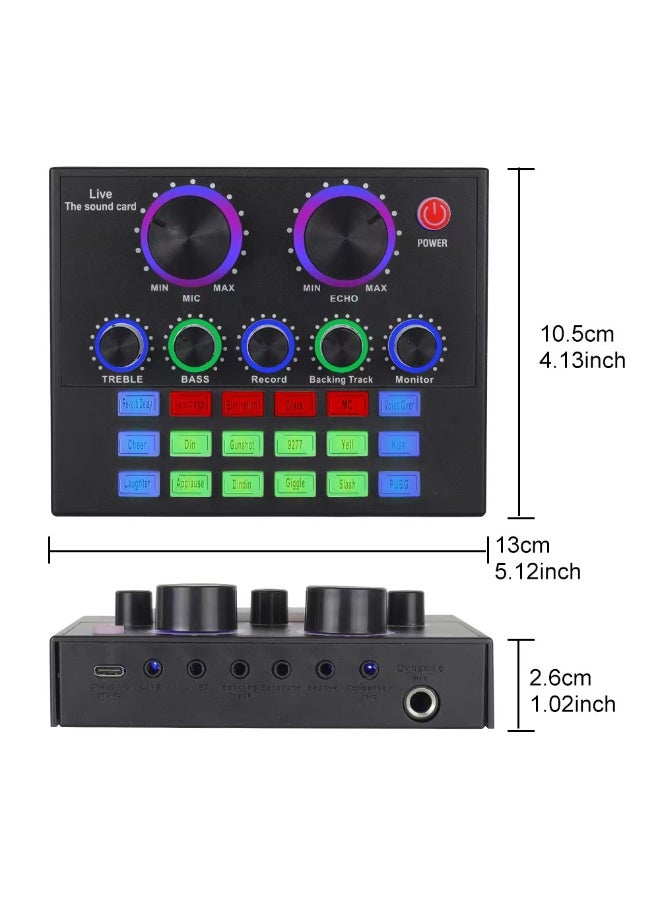 البث المباشر متعدد الوظائف BM800 الميكروفون V8 بطاقة الصوت معلقة الميكروفون مجموعة كاملة من RGB البث المكثف مجموعة من الميكروفونات الشبكة الذكية البث المباشر بطاقة الصوت للكمبيوتر والهواتف المحمولة - Image 4