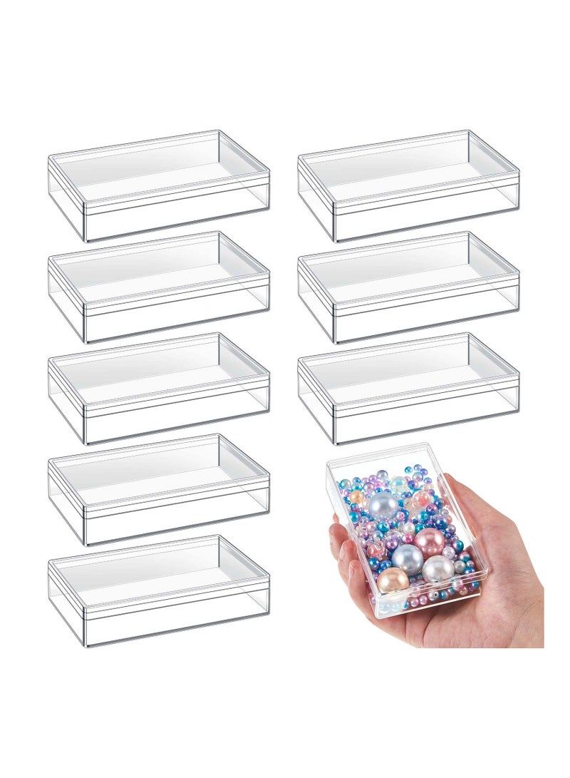 SYOSI 8 Pieces Clear Acrylic Plastic Jewelry Box Mini Storage Cube Containers with Lids Candy for Pill and Tiny Rectangle 4.3x2.7x1 Inch - Image 1