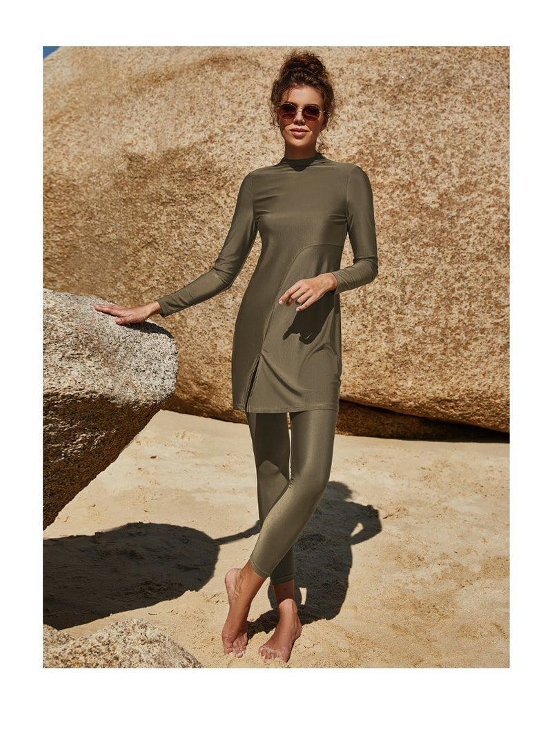 Muslim Swimsuits for Women Modest Islamic Swimwear Burkini Full Cover Rash Guard Top Pants Set Two Piece Bathing Suits,