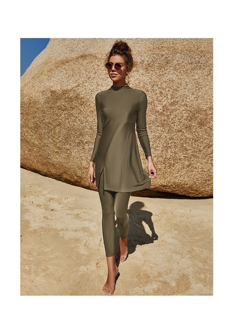 Muslim Swimsuits for Women Modest Islamic Swimwear Burkini Full Cover Rash Guard Top Pants Set Two Piece Bathing Suits,