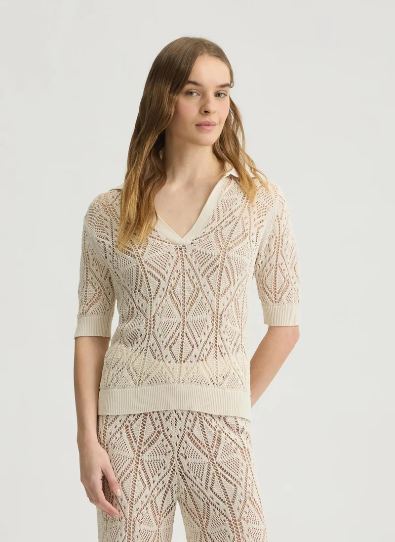 Liu Jo Cotton-blend crochet jumper