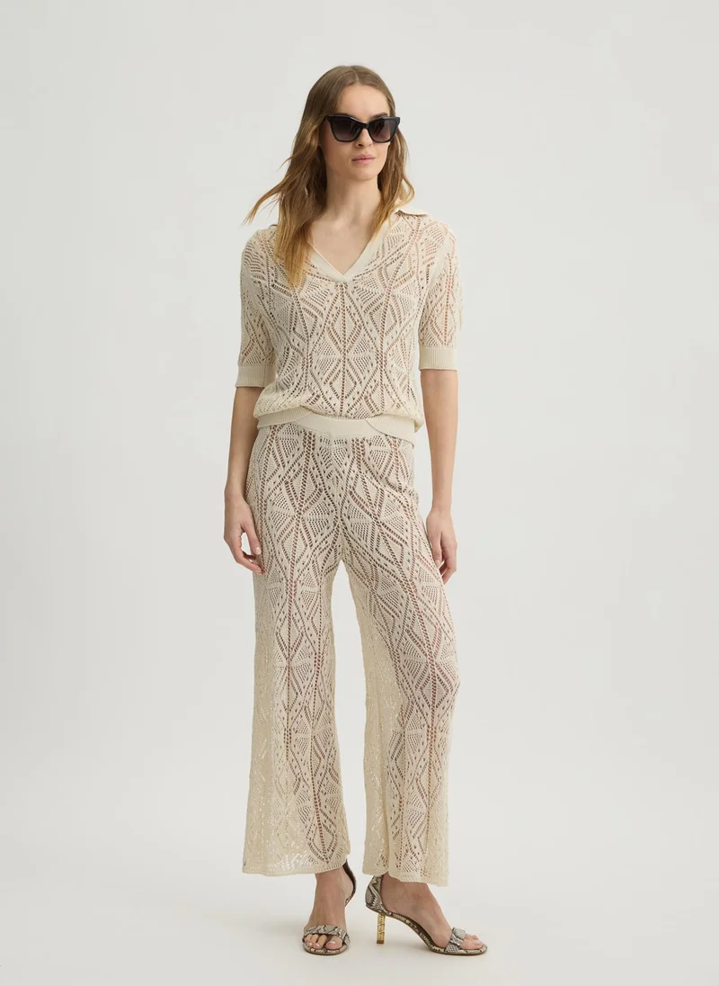 Liu Jo Cotton-blend crochet jumper