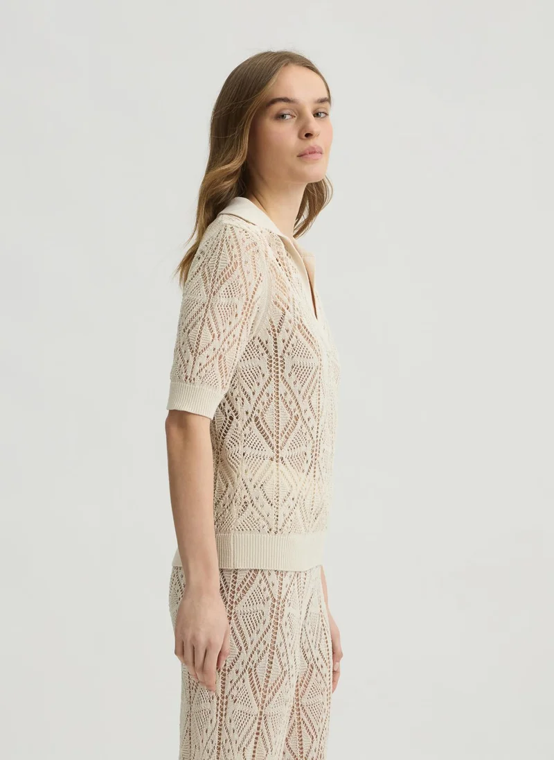 Liu Jo Cotton-blend crochet jumper